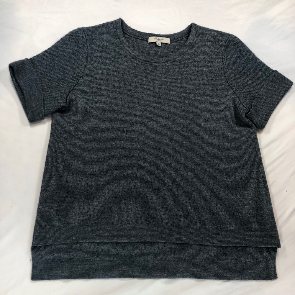 Madewell Womens‎ Gray Wool Blend Short Sleeve Knit Sweater C0348 Size S